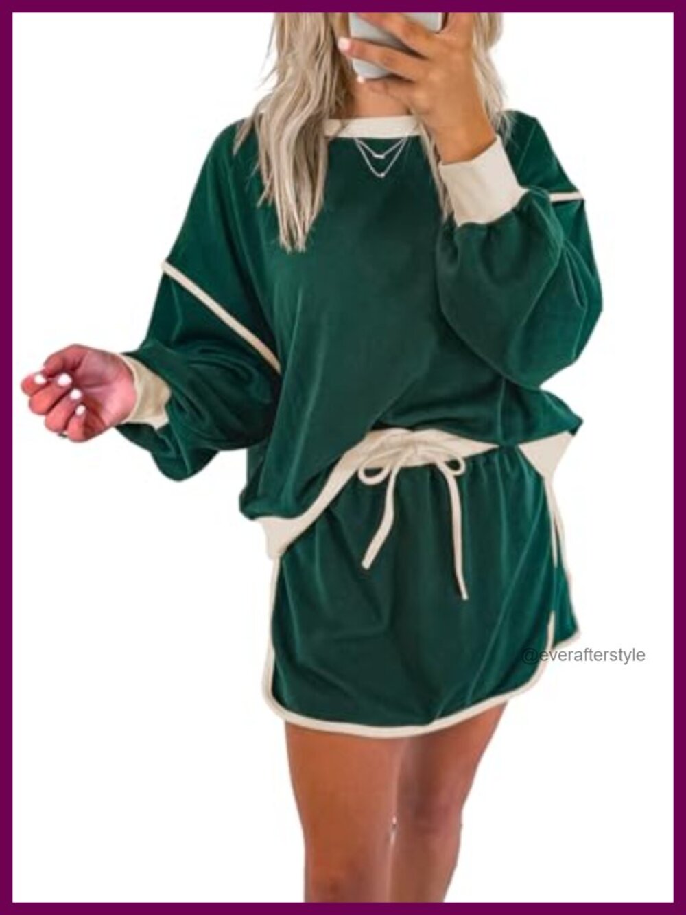 Womens 2 Piece Long Sleeve Top and Skirt Set Matching Outfit Casual